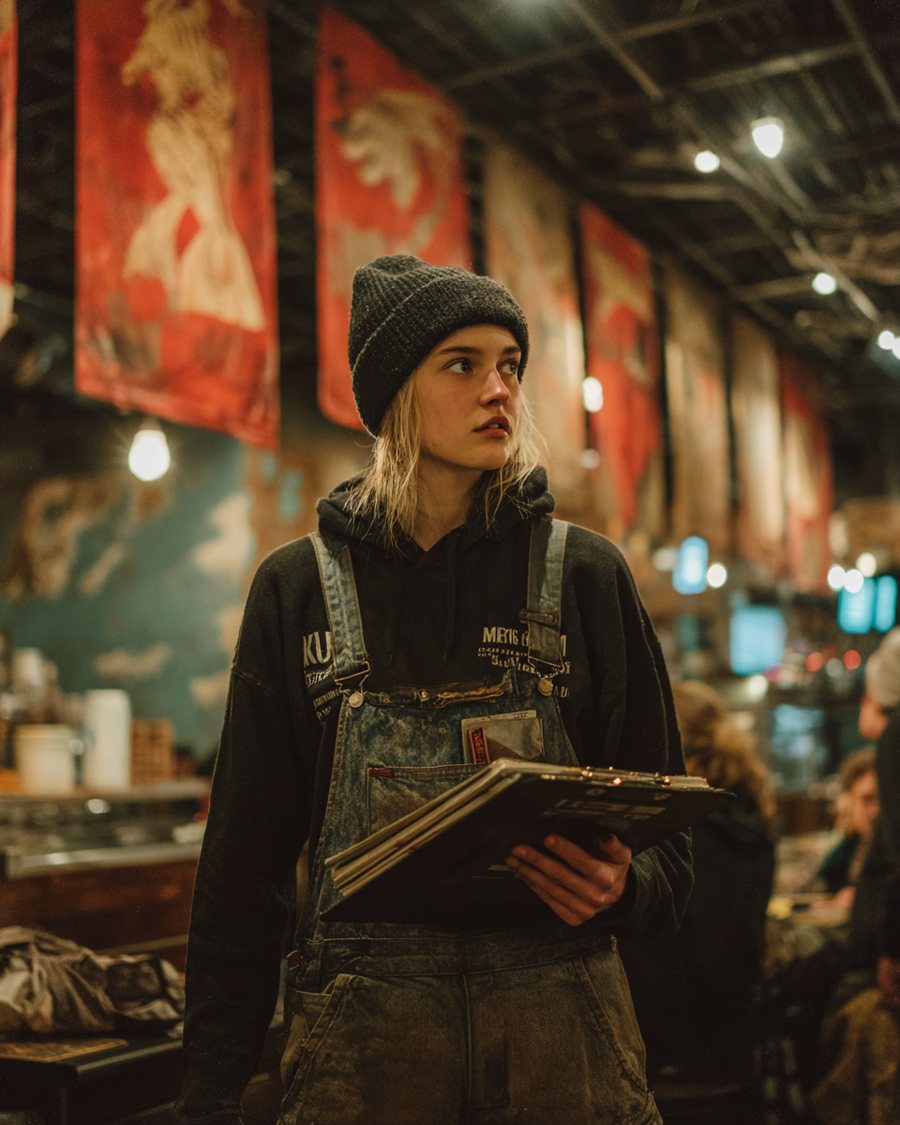 A young patron seated earnestly with a coffee at Cafe Socialist